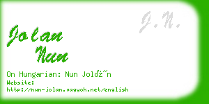 jolan nun business card